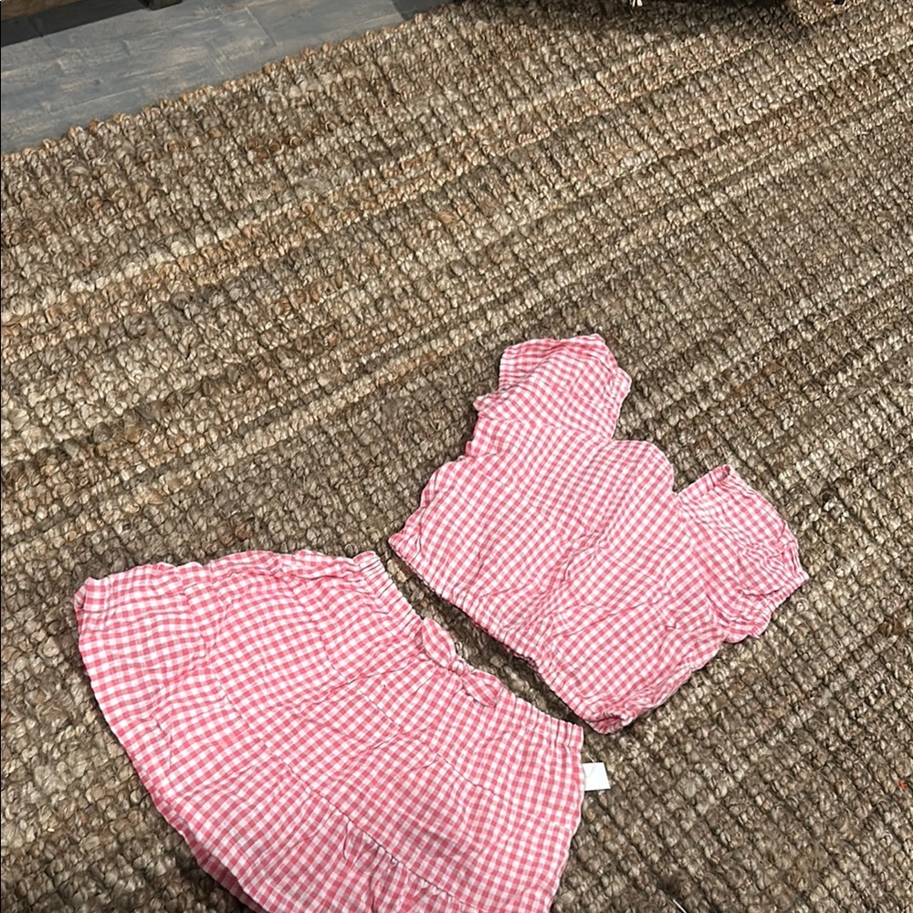 NWT Jessica Simpson Girls Pink White Checkered Two Piece Set Size 8